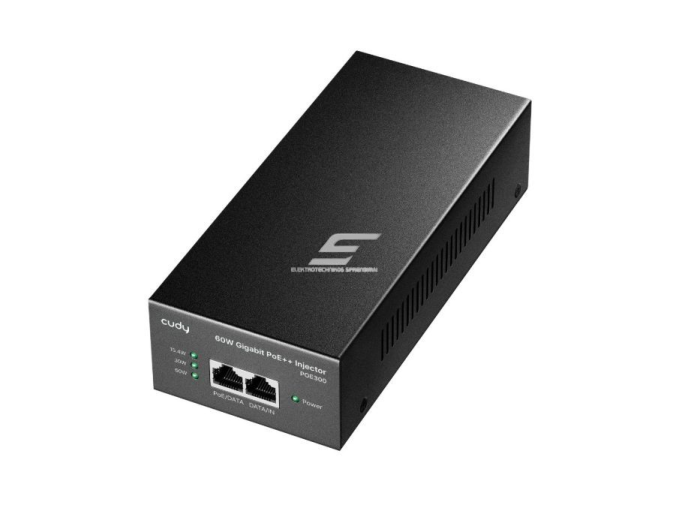 PoE adapteris (injectorius) | 60 W | GbE | 802.3af/at/bt palaikymas | duomenų + maitinimo perdavimas vienu kabeliu | metalinis korpusas PoE adapteris (injectorius) | 60 W | GbE | 802.3af/at/bt palaikymas | duomenų + maitinimo perdavimas vienu kabeliu | metalinis korpusas