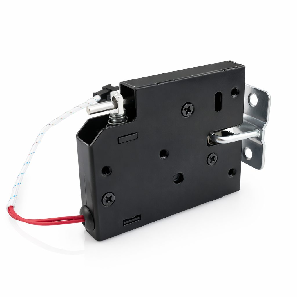 Zamek elektromagnetyczny | do paczkomatów i szafek samoobsługowych | ANSI Grade 1 | cylinder 58 mm | stop cynku | chromowany | czarny Zamek elektromagnetyczny | do paczkomatów i szafek samoobsługowych | ANSI Grade 1 | cylinder 58 mm | stop cynku | chromowany | czarny