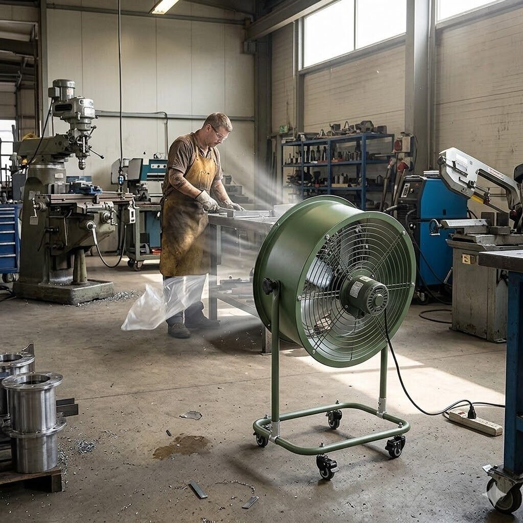 Industriālais aksiālais grīdas ventilators | gaisa nosūkšanai, dzesēšanai | 5600–9800 m³/h | 550–750 W | 220 V | regulējams ātrums 3 Industriālais aksiālais grīdas ventilators | gaisa nosūkšanai, dzesēšanai | 5600–9800 m³/h | 550–750 W | 220 V | regulējams ātrums 3