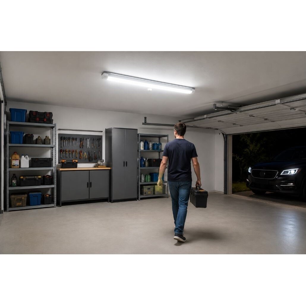 Industriāls hermētisks LED gaismeklis | garāžas tipa | ar kustības sensoru | 36W | 165-240V | 4000-4500K | 100lm/W | 1230x83x48mm | virsapmetuma | IP65 | TRIPROOF-003 | 4772124003712 1
