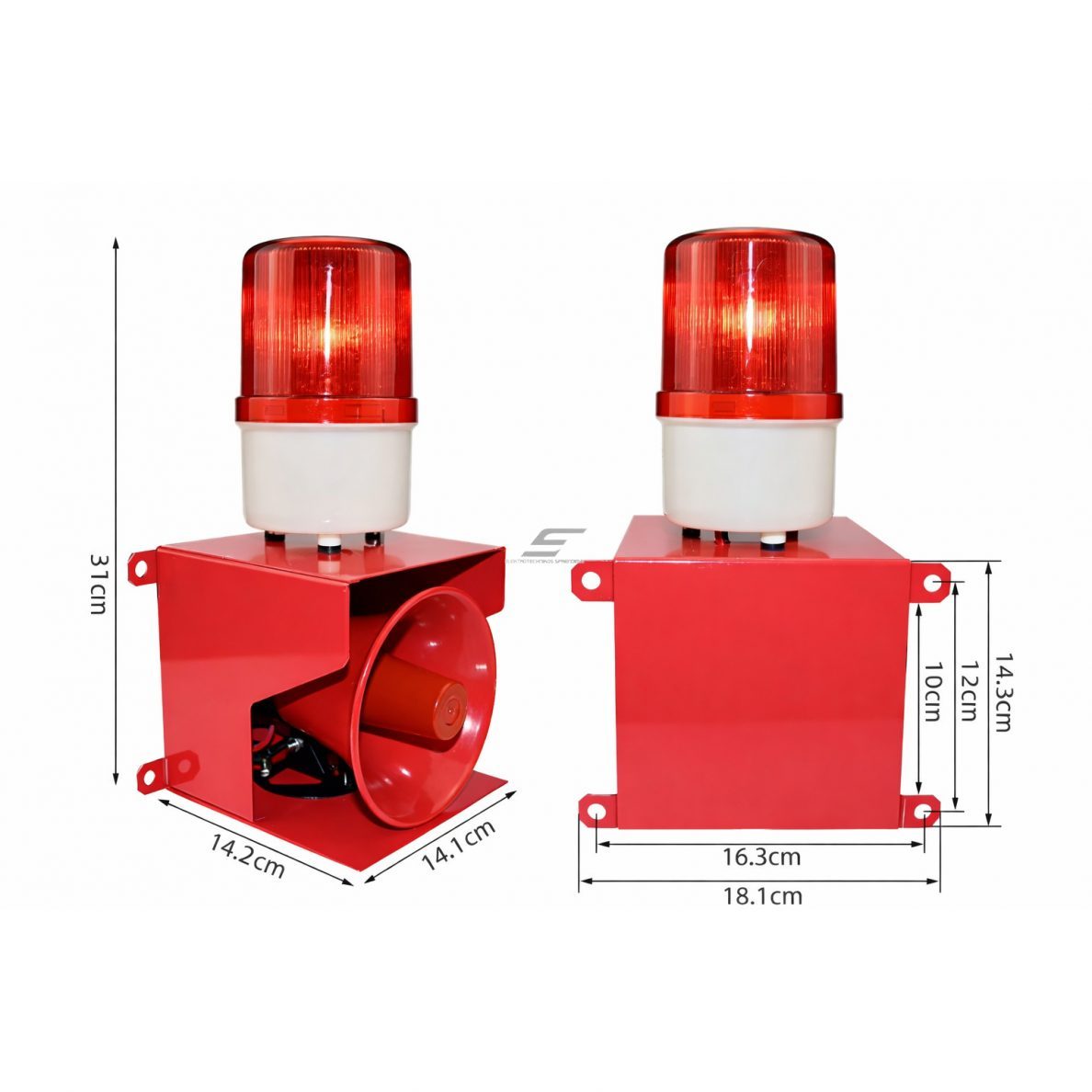 Audible and visual alarm siren with LED beacon | up to 130 dB | 23 W | 220 V AC | metal housing 1 Audible and visual alarm siren with LED beacon | up to 130 dB | 23 W | 220 V AC | metal housing 1
