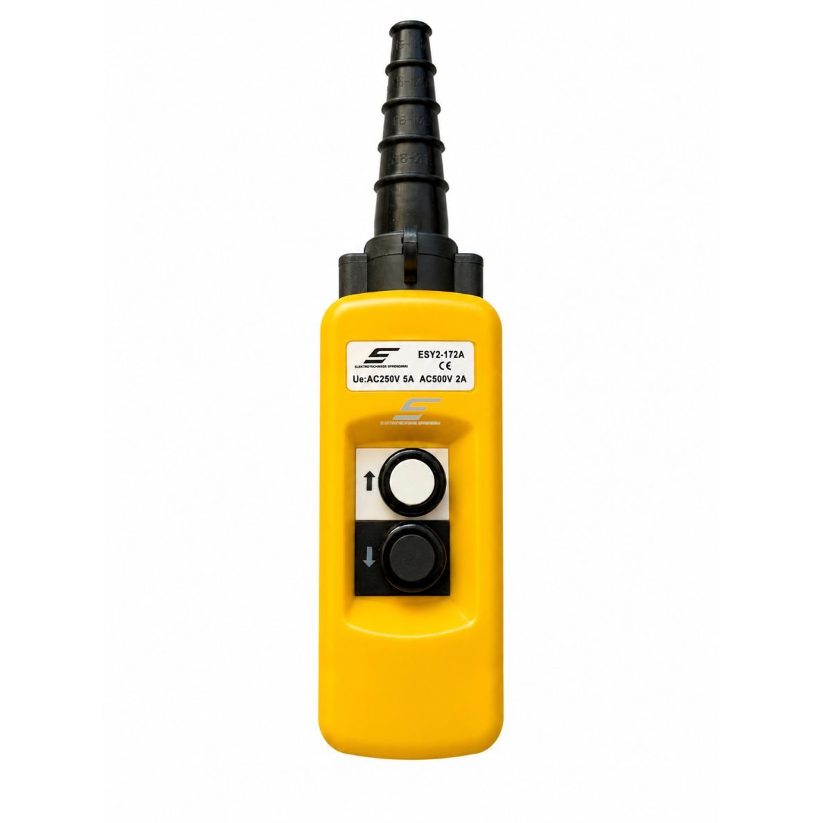 Tööstuslik kraana juhtpult | 2 nupuga | 2-5A | 250-500V | IP56 | 1 kiirus Tööstuslik kraana juhtpult | 2 nupuga | 2-5A | 250-500V | IP56 | 1 kiirus