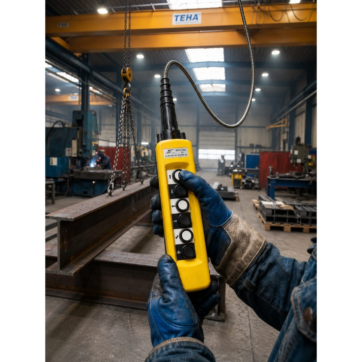 Przemysłowy panel sterowania suwnicą | z 6 przyciskami | 2-5A | 250-500V | IP56 | 1 prędkość 4 Przemysłowy panel sterowania suwnicą | z 6 przyciskami | 2-5A | 250-500V | IP56 | 1 prędkość 4