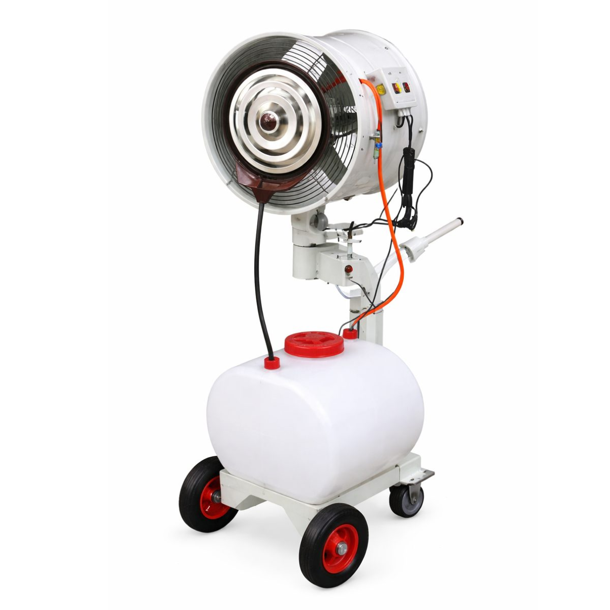 Industrial air humidifier | mist fan | 60L | 900W | up to 250 m² | 5097 m³/h | 175x60x80 cm | mobile | stainless steel Industrial air humidifier | mist fan | 60L | 900W | up to 250 m² | 5097 m³/h | 175x60x80 cm | mobile | stainless steel