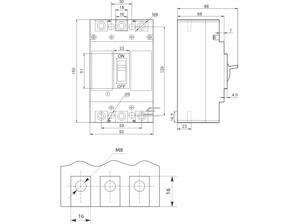 Pramoninis automatinis jungiklis | 3P | 100A | 36kA | FMC2/3U | Promfactor Baltic | FMC23U0100 | 4779040156010 1