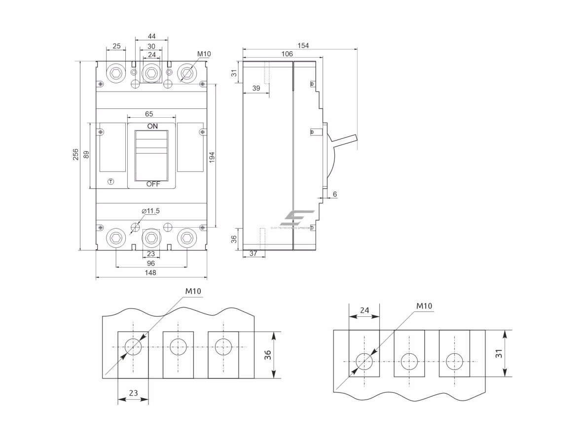 Pramoninis automatinis jungiklis | 3P | 400A | 50kA | FMC4/3U | Promfactor Baltic | FMC43U0400 | 4779040156065 1 Pramoninis automatinis jungiklis | 3P | 400A | 50kA | FMC4/3U | Promfactor Baltic | FMC43U0400 | 4779040156065 1
