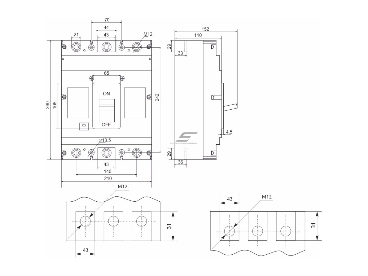 Pramoninis automatinis jungiklis | 3P | 800A | 70kA | FMC6/3U | Promfactor Baltic | FMC63U0800 | 4772151000265 1 Pramoninis automatinis jungiklis | 3P | 800A | 70kA | FMC6/3U | Promfactor Baltic | FMC63U0800 | 4772151000265 1