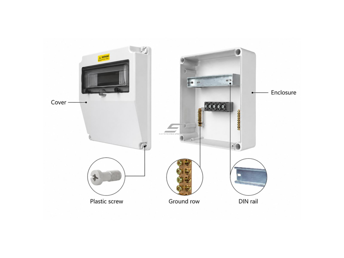 Pramoninis hermetinis elektros skydelis | dėžutė | 330x330x175mm | IP67 | ABS plastikas | sieninis | lizdų ir automatikos montavimui 1 Pramoninis hermetinis elektros skydelis | dėžutė | 330x330x175mm | IP67 | ABS plastikas | sieninis | lizdų ir automatikos montavimui 1