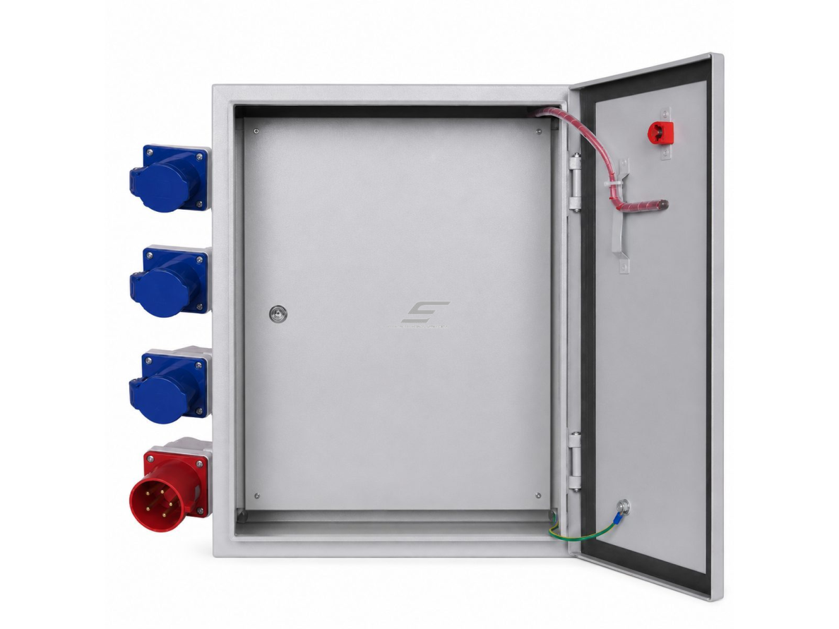 Pramoninis elektros lizdų skydas | 6x230V + 2x380V | 700x400x800mm | hermetinis | IP67 | metalinis | lauko ir vidaus naudojimui 2 Pramoninis elektros lizdų skydas | 6x230V + 2x380V | 700x400x800mm | hermetinis | IP67 | metalinis | lauko ir vidaus naudojimui 2