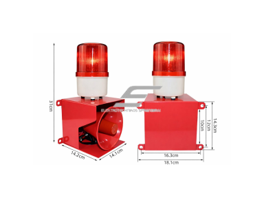 Garsinė–šviesinė pavojaus sirena su LED švyturėliu | iki 130 dB | 23 W | 12 V DC | metalinis korpusas Garsinė–šviesinė pavojaus sirena su LED švyturėliu | iki 130 dB | 23 W | 12 V DC | metalinis korpusas