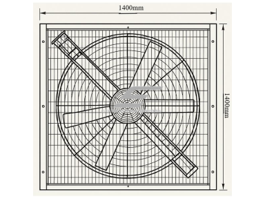 Pramoninis kvadratinis ištraukimo ventiliatorius su automatinėmis sklendėmis | 1400×1400 mm | 1,1 kW | F03142 Pramoninis kvadratinis ištraukimo ventiliatorius su automatinėmis sklendėmis | 1400×1400 mm | 1,1 kW | F03142
