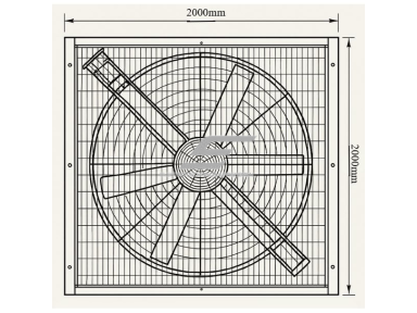 Pramoninis kvadratinis ištraukimo ventiliatorius su automatinėmis sklendėmis | 2000×2000 mm | 1,5 kW | F03204 Pramoninis kvadratinis ištraukimo ventiliatorius su automatinėmis sklendėmis | 2000×2000 mm | 1,5 kW | F03204