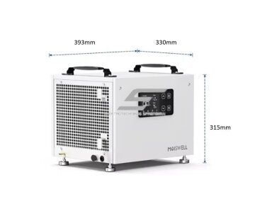 Pramoninis oro sausintuvas | drėgmės surinkėjas su integruotu siurbliu | 5m drenažo žarna | 120V | 33l/24h | 204m³/h | 330x393x315mm | metalinis | baltas
