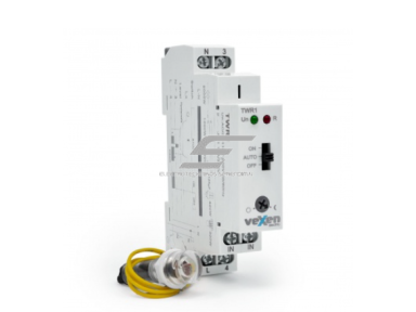 Modulinė foto relė | prieblandos jungiklis su išoriniu jutikliu | 16 A | 110–240 V AC | 1–100 lx | 1NO | jutiklis IP65 | DIN | VEXEN | TWR1