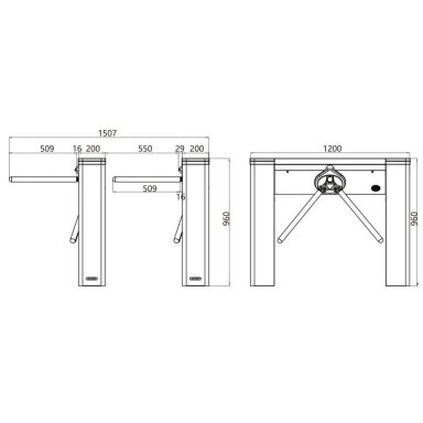 Elektrooniline läbipääsukontrolli turnikee | kahesuunaline | statiivitüüpi | inimeste voolu haldamiseks | IPX4 | Hikvision DS-K3G501X-R/M-Dm55 Elektrooniline läbipääsukontrolli turnikee | kahesuunaline | statiivitüüpi | inimeste voolu haldamiseks | IPX4 | Hikvision DS-K3G501X-R/M-Dm55