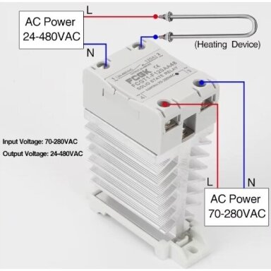 Industrial Solid State Semiconductor SSR Electronic Switching Relay AC-AC | DIN rail | 1-Phase | 100A | 24-480VAC | 70-280VAC Industrial Solid State Semiconductor SSR Electronic Switching Relay AC-AC | DIN rail | 1-Phase | 100A | 24-480VAC | 70-280VAC
