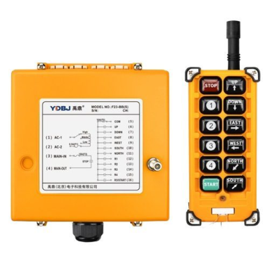 Bezvadu celtņa vadības pults | 10 pogas + START/STOP | 1 ātrums | 433 / 315 MHz | 24–440 V AC/DC | IP65 | ES-F23-BB Bezvadu celtņa vadības pults | 10 pogas + START/STOP | 1 ātrums | 433 / 315 MHz | 24–440 V AC/DC | IP65 | ES-F23-BB