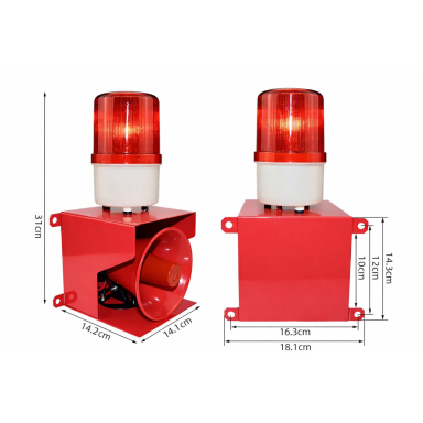 Audio-visual alarm siren with LED beacon | up to 130 dB | 23 W | 24 V DC | metal housing Audio-visual alarm siren with LED beacon | up to 130 dB | 23 W | 24 V DC | metal housing