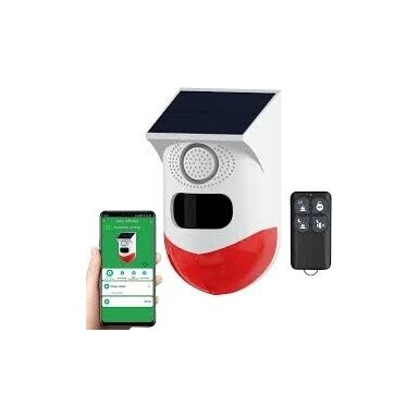 Smart Solar-Powered Alarm System | with Motion Sensor | 120 dB | 8 Voice Functions | Wireless | Daytech Tuya SL07