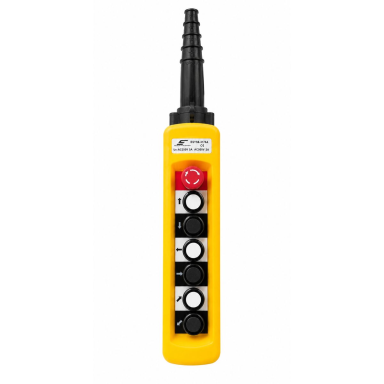 Industriālā celtņu vadības panelis | ar 6 pogām | ar rotējošu STOP pogu | 2-5A | 250-500V | IP56 | 1 ātrumi Industriālā celtņu vadības panelis | ar 6 pogām | ar rotējošu STOP pogu | 2-5A | 250-500V | IP56 | 1 ātrumi