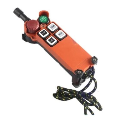 Bezvadu celtņa vadības pults | 4 pogas + STOP + atslēga | 1 ātrums | 310–320 MHz | 220/110 V AC | IP65 | ES-21-4S Bezvadu celtņa vadības pults | 4 pogas + STOP + atslēga | 1 ātrums | 310–320 MHz | 220/110 V AC | IP65 | ES-21-4S