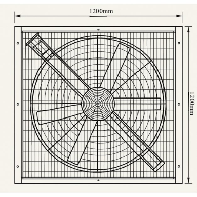 Industrial square exhaust fan with automatic shutters | 1200×1200 mm | 0.75 kW | F03121 Industrial square exhaust fan with automatic shutters | 1200×1200 mm | 0.75 kW | F03121