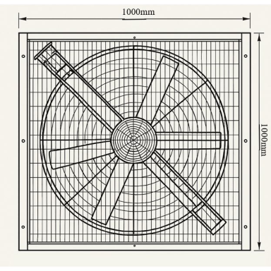 Tööstuslik ruudukujuline väljatõmbeventilaator automaatsete žalusiidega | 1000×1000 mm | 0,75 kW | F03100 Tööstuslik ruudukujuline väljatõmbeventilaator automaatsete žalusiidega | 1000×1000 mm | 0,75 kW | F03100