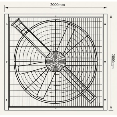 Industrial square circulation fan | 2000×2000 mm | 1.5 kW | F02204 Industrial square circulation fan | 2000×2000 mm | 1.5 kW | F02204