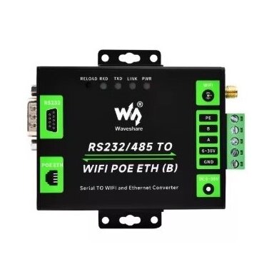 Industrial communication converter from RS232/RS485 to WiFi/Ethernet | 6-36VDC | PoE | Modbus/MQTT Industrial communication converter from RS232/RS485 to WiFi/Ethernet | 6-36VDC | PoE | Modbus/MQTT