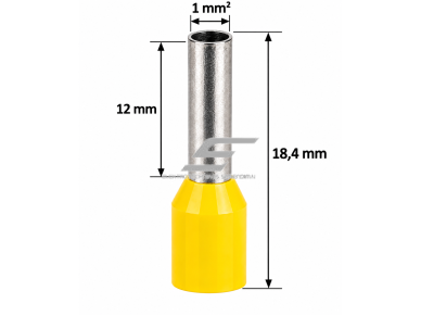 Prailgintas antgalis laidų užmonolitinimui | izoliuotas | 1mm² | 12mm | presuojamas | geltonas | 100vnt. | APF/L-1,00 W | 261120 2 Prailgintas antgalis laidų užmonolitinimui | izoliuotas | 1mm² | 12mm | presuojamas | geltonas | 100vnt. | APF/L-1,00 W | 261120 2