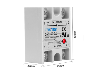 Elektroninė kietojo kūno rėlė | DC–AC | 3–32 V DC → 24–380 V AC | 40 A | tylus valdymas be kontaktų | hermetiškas korpusas | TAXNELE SSR-40DA 2 Elektroninė kietojo kūno rėlė | DC–AC | 3–32 V DC → 24–380 V AC | 40 A | tylus valdymas be kontaktų | hermetiškas korpusas | TAXNELE SSR-40DA 2