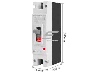 Pramoninis apsauginis nuolatinės įtampos automatinis jungiklis saulės moduliams | 1P | 160A | 250VDC | 50kA | ES-TXBD1-160/PV 2