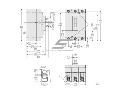 Pramoninis automatinis jungiklis su distancine rankena | 3P | 50A | 18kA | 600VAC | IP40 | Schneider Electric | PowerPact HG 060 | HGL36050 2