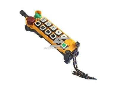Belaidis kranų valdymo pultas | 10 mygtukų + START/STOP | 2 greičiai | 310/410 MHz | 110/220 V AC | IP65 | ES-24-10D Belaidis kranų valdymo pultas | 10 mygtukų + START/STOP | 2 greičiai | 310/410 MHz | 110/220 V AC | IP65 | ES-24-10D