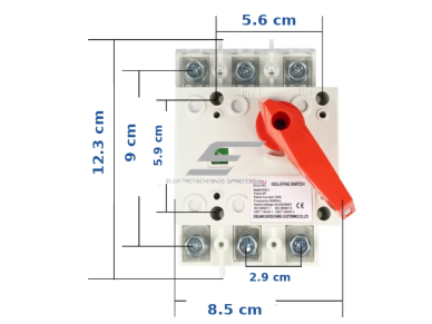 Galios kirtiklis su rankena | 3P | 100A | AC420/690V | 50/60Hz | montuojamas į elektros skydą 2