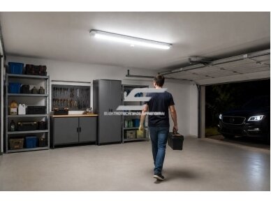 Pramoninis hermetinis LED šviestuvas | garažų tipo | su judesio davikliu | 36W | 165-240V | 4000-4500K | 100lm/W | 1230x83x48mm | virštinkinis | IP65 | TRIPROOF-003 | 4772124003712 1