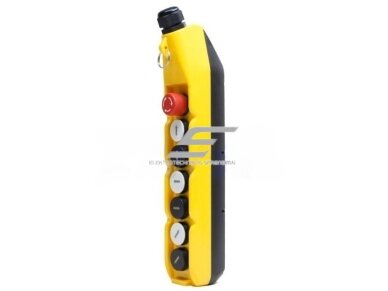 Pramoninis kranų valdymo pultas | 6 mygtukai + pasukamas STOP | 1 greitis | 10 A | 500 V | IP54 | ergonominis korpusas | ES-TNHA1-63G 2 Pramoninis kranų valdymo pultas | 6 mygtukai + pasukamas STOP | 1 greitis | 10 A | 500 V | IP54 | ergonominis korpusas | ES-TNHA1-63G 2