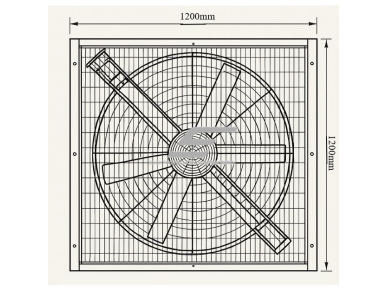 Pramoninis kvadratinis ištraukimo ventiliatorius su automatinėmis sklendėmis | 1200×1200 mm | 0,75 kW | F03121 1 Pramoninis kvadratinis ištraukimo ventiliatorius su automatinėmis sklendėmis | 1200×1200 mm | 0,75 kW | F03121 1