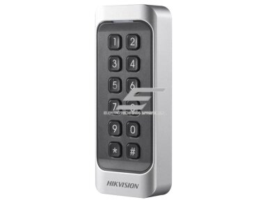 Prieigos valdiklis | išorinis M1 kortelių skaitytuvas su klaviatūra | 12VDC | 115x44x22mm | IP65 | sidabrinis/juodas | Hikvision | DS-K1107AMK Prieigos valdiklis | išorinis M1 kortelių skaitytuvas su klaviatūra | 12VDC | 115x44x22mm | IP65 | sidabrinis/juodas | Hikvision | DS-K1107AMK