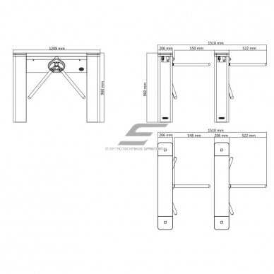 Elektrooniline Juurdepääsu kontrolli turnikee | kahesuunaline | statiivi tüüp | inimeste voolu juhtimiseks | IP54 | Hikvision DS-K3G501-R/M-Dm55 1
