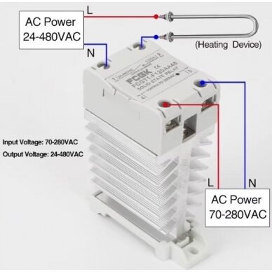 Rūpnieciskā cietā ķermeņa pusvadītāju SSR elektroniskā pārslēgšanas relejs AC-AC | uz DIN sliedes | 1F | 100A | 24-480VAC | 70-280VAC 1
