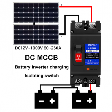 Przemysłowy wyłącznik automatyczny DC do modułów fotowoltaicznych 2P | 200A | 1000VDC | 50kA 3 Przemysłowy wyłącznik automatyczny DC do modułów fotowoltaicznych 2P | 200A | 1000VDC | 50kA 3