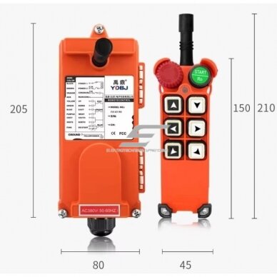 Wireless crane remote control | 6 buttons + START + mushroom STOP | 1 speed | 24–440 V AC/DC | IP65 | ES-F21-E1-TX 2