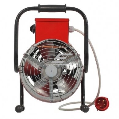 Rūpniecisks elektriskais ventilatora sildītājs ar termostatu | 2200/4500W | 400V | IP22 | sarkans | apaļš 1