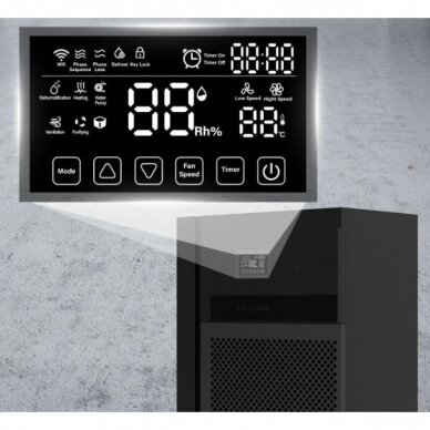 Промышленный осушитель воздуха | Влагосборник | 2680W | 380V | 240l/24h | 1700м³/ч | 1775x780x465мм | металлический | черный 2