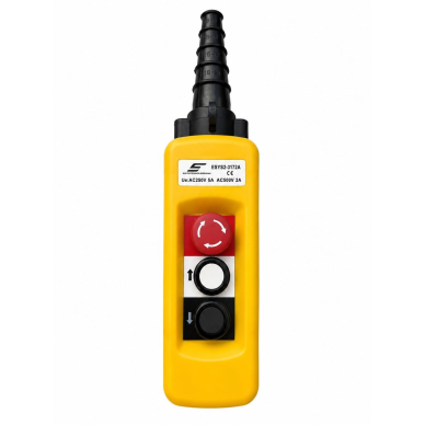 Industriālais celtņa vadības pults | ar 2 pogām | ar rotējošu STOP pogu | 2-5A | 250-500V | IP56 | 1 ātrums Industriālais celtņa vadības pults | ar 2 pogām | ar rotējošu STOP pogu | 2-5A | 250-500V | IP56 | 1 ātrums