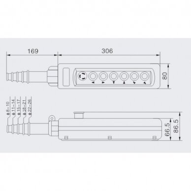Industrial crane control panel | with 6 buttons | with rotary STOP button | 2-5A | 250-500V | IP56 | 1 speeds 2 Industrial crane control panel | with 6 buttons | with rotary STOP button | 2-5A | 250-500V | IP56 | 1 speeds 2