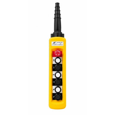 Industrial crane control panel | with 6 buttons | with rotary STOP button | 2-5A | 250-500V | IP56 | 1 speeds Industrial crane control panel | with 6 buttons | with rotary STOP button | 2-5A | 250-500V | IP56 | 1 speeds