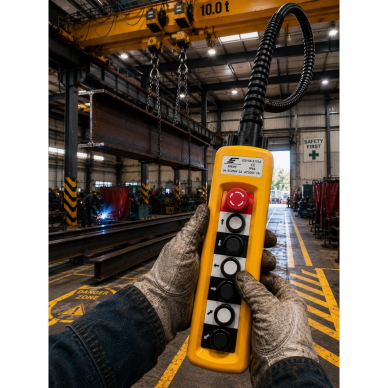 Industrial crane control panel | with 6 buttons | with rotary STOP button | 2-5A | 250-500V | IP56 | 1 speeds 4
