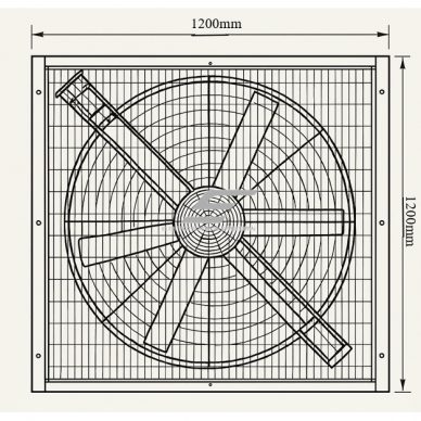 Tööstuslik ruudukujuline väljatõmbeventilaator automaatsete žalusiidega | 1200×1200 mm | 0,75 kW | F03121 1 Tööstuslik ruudukujuline väljatõmbeventilaator automaatsete žalusiidega | 1200×1200 mm | 0,75 kW | F03121 1